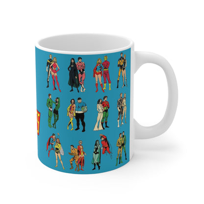 Superboy & Legion of Super-heroes Coffee Mug, 11oz - DC Comics - Bronze Age Art - Cosmic Boy, Supergirl, Brainiac 5, Lightning Lad, Saturn Girl - LOSH