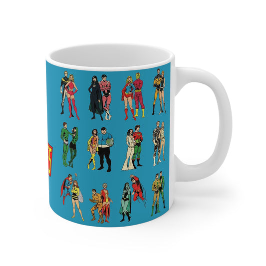 Superboy & Legion of Super-heroes Coffee Mug, 11oz - DC Comics - Bronze Age Art - Cosmic Boy, Supergirl, Brainiac 5, Lightning Lad, Saturn Girl - LOSH