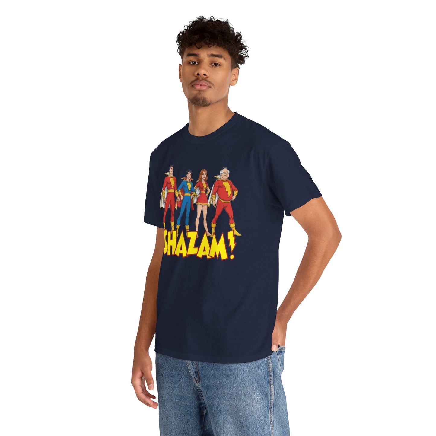 Shazam T-Shirt - Marvel Family Filmation Art - Mary Marvel, Captain Marvel Jr, Uncle Dudley - DC Comics