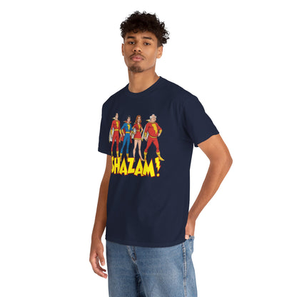 Shazam T-Shirt - Marvel Family Filmation Art - Mary Marvel, Captain Marvel Jr, Uncle Dudley - DC Comics