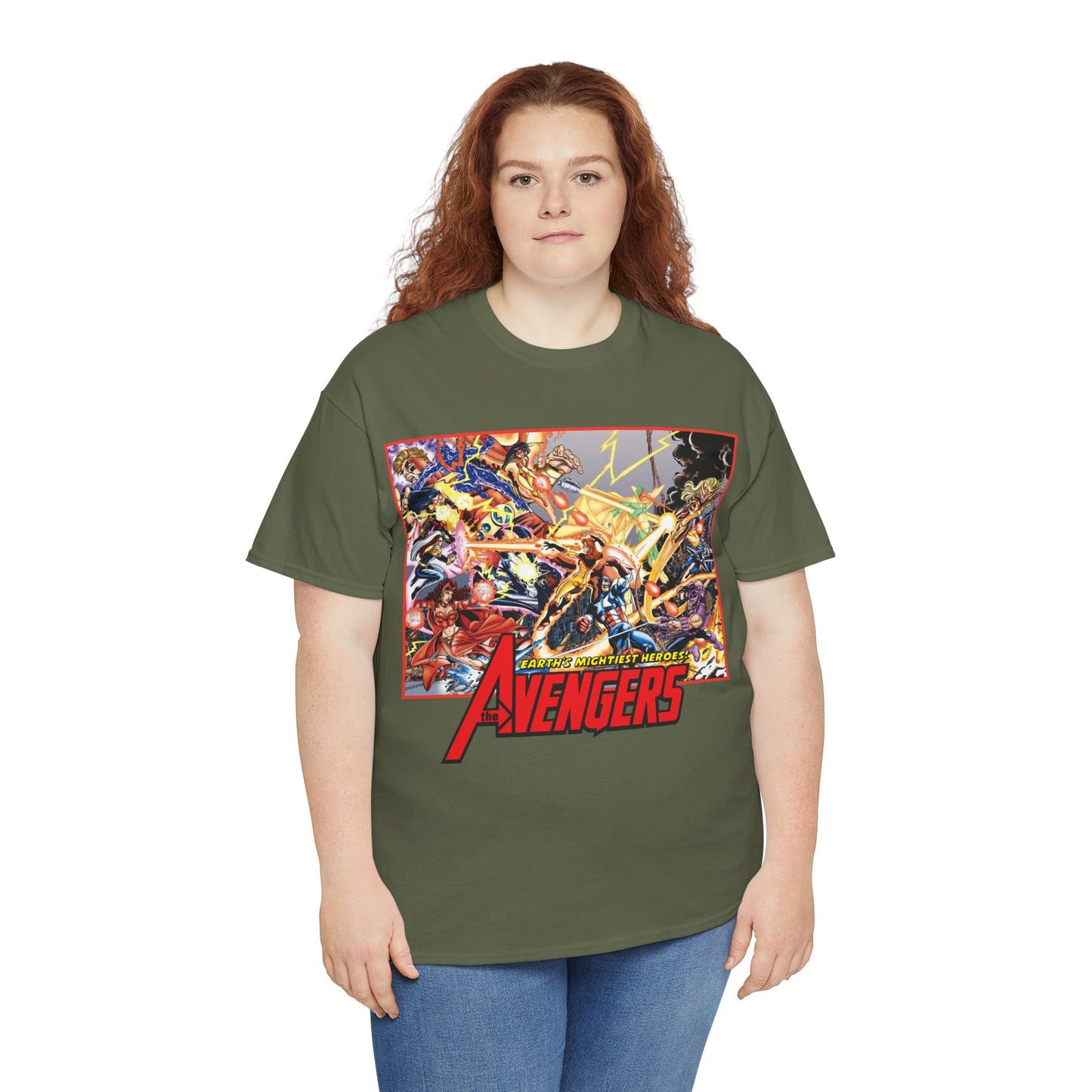 Avengers Vs Thunderbolts T-Shirt - George Perez Art - Captain America, Iron Man, Wonder Man, Scarlet Witch, Hawkeye, Citizen V, MACH-1, Techno, Atlas, Songbird - Marvel Comics