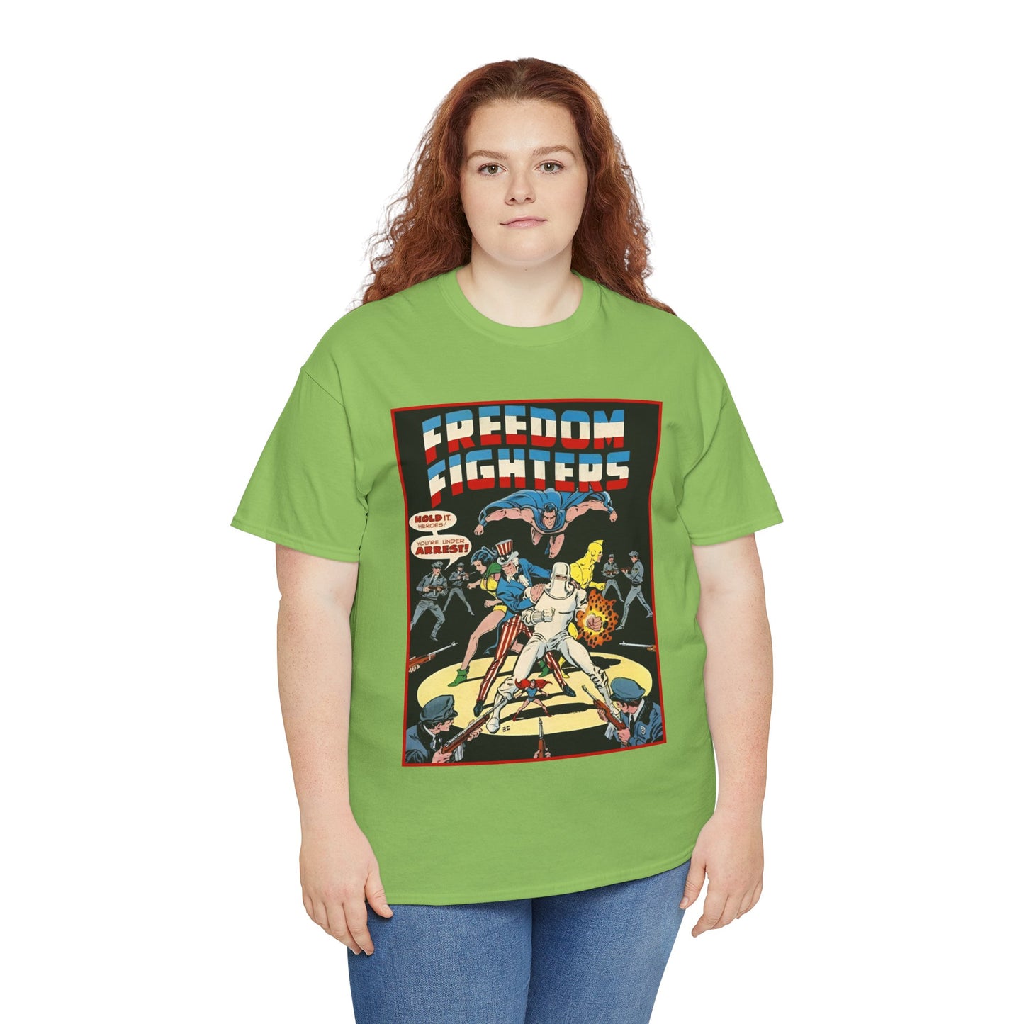 Freedom Fighters T-Shirt - 70s Series - Uncle Sam, The Ray, Phantom Lady, Doll Man, Black Condor, Human Bomb - DC Comics