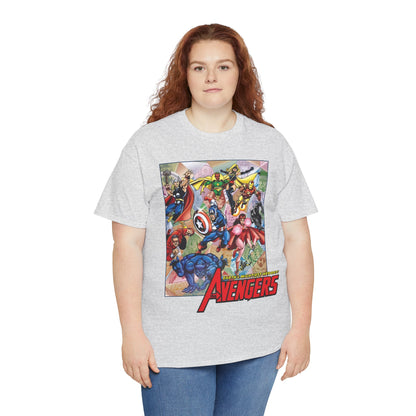 Avengers T-Shirt - George Perez Art - Captain America, Iron Man, Thor, Scarlet Witch, Black Panther, Wonder Man, Beast, Vision - Marvel Comics