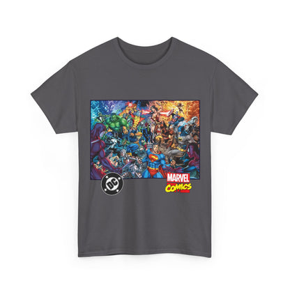 DC Vs Marvel T-Shirt - Jim Lee Art - Batman, Superman, Spider-Man, Wolverine, Wonder Woman, Daredevil, Hulk, Captain America, Deathstroke, Storm, Colossus - DC Comics, Marvel Comics Crossover