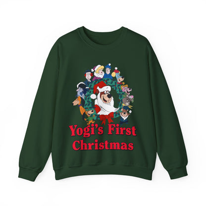 Yogi's First Christmas Crewneck Sweatshirt - Hanna-Barbera TV Holiday Special - Snagglepuss, Huckleberry Hound, Ranger Smith