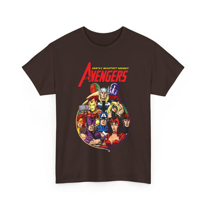 Avengers T-Shirt - George Perez Art - Captain America, Vision, Wonder Man, Iron Man, Thor, Hawkeye, Scarlet Witch - Popular Marvel Comics Characters