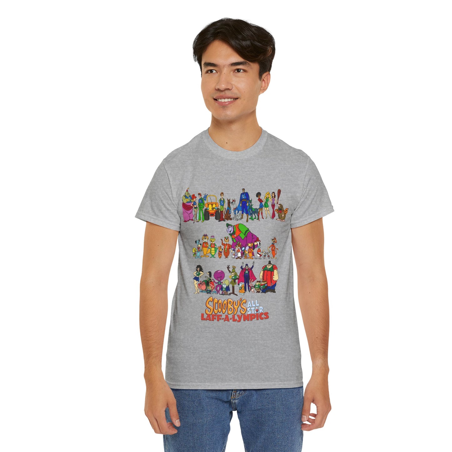 Scooby's All-Star Laff-A-Lympics T-Shirt - Hanna-Barbera Cartoon - Speed Buggy, Yogi Bear, Grape Ape, Scooby Dum, Shaggy, Wally Gator