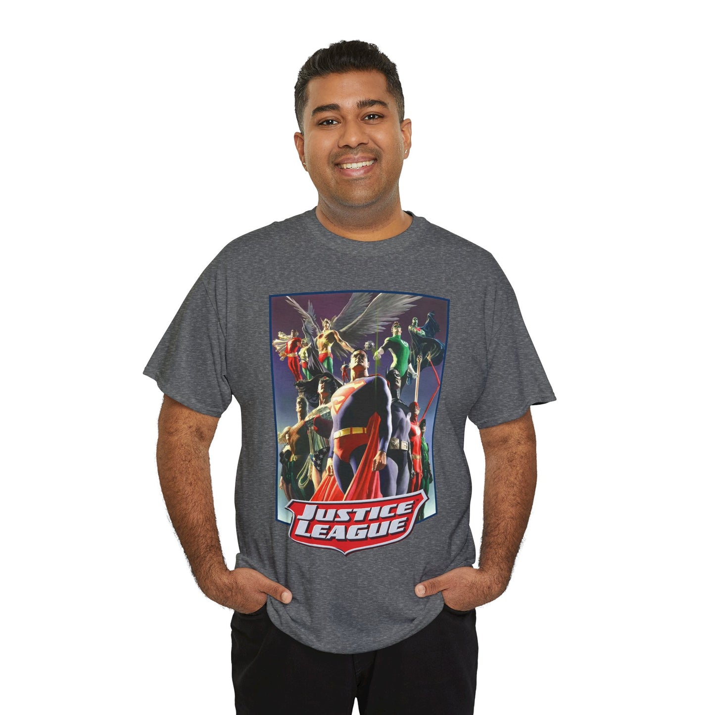 Justice League T-Shirt - Alex Ross Art - Superman, Wonder Woman, Black Canary, Hawkman, Flash, Aquaman, Atom - DC Comics