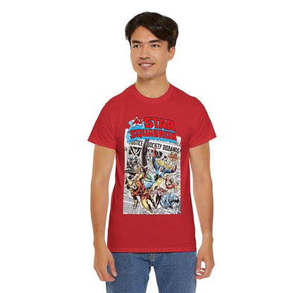All-Star Squadron T-Shirt - Joe Kubert Art - Liberty Belle, Robotman, Shining Knight, Johnny Quick, Firebrand - JSA Connection - DC Comics