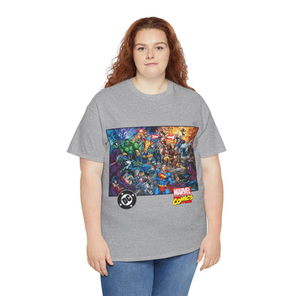 DC Vs Marvel T-Shirt - Jim Lee Art - Batman, Superman, Spider-Man, Wolverine, Wonder Woman, Daredevil, Hulk, Captain America, Deathstroke, Storm, Colossus - DC Comics, Marvel Comics Crossover