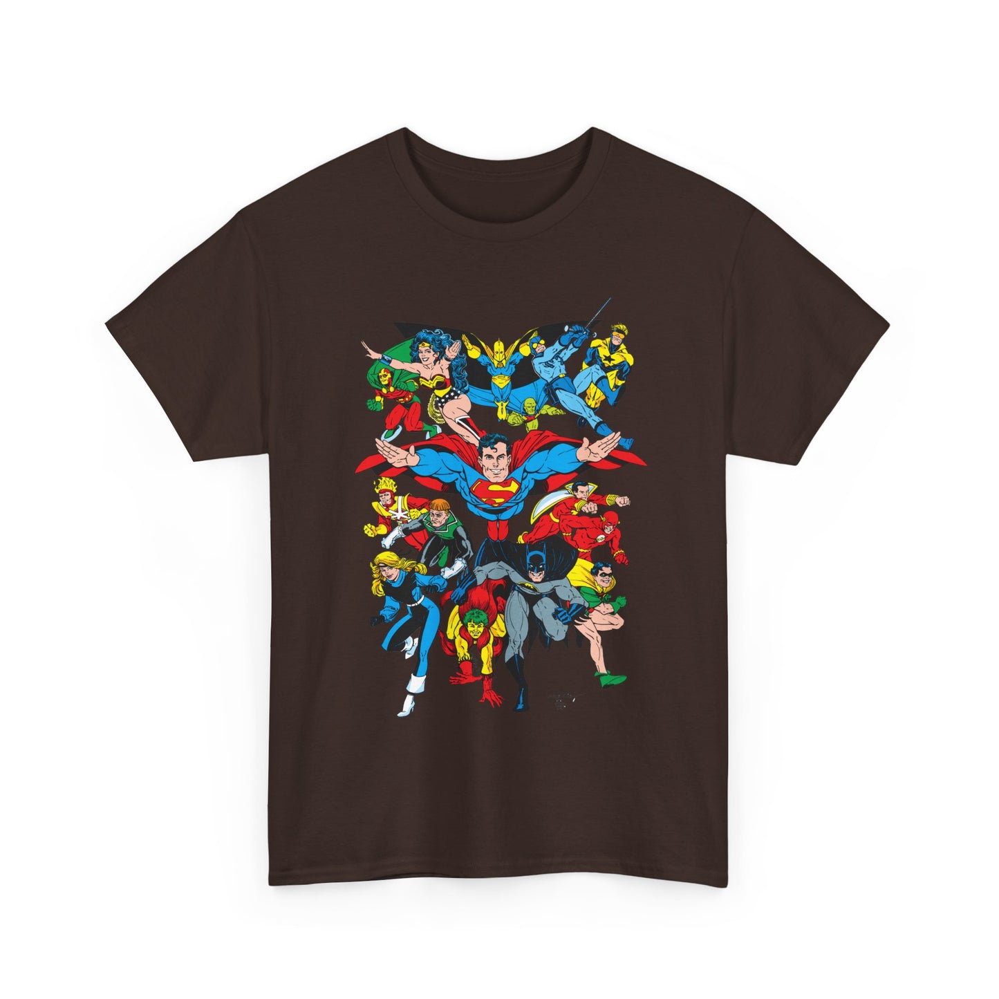 DC Legends T-Shirt - Linda Medley, Arthur Adams Art - Superman, Wonder Woman, Batman, Creeper, Black Canary, Guy Gardner, Blue Beetle, Booster Gold, Dr. Fate, Flash - DC Comics