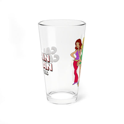 Captain Caveman & the Teen Angels Pint Glass, 16oz - Brenda, Dee Dee, Taffy - Hanna-Barbera Saturday Morning Cartoon