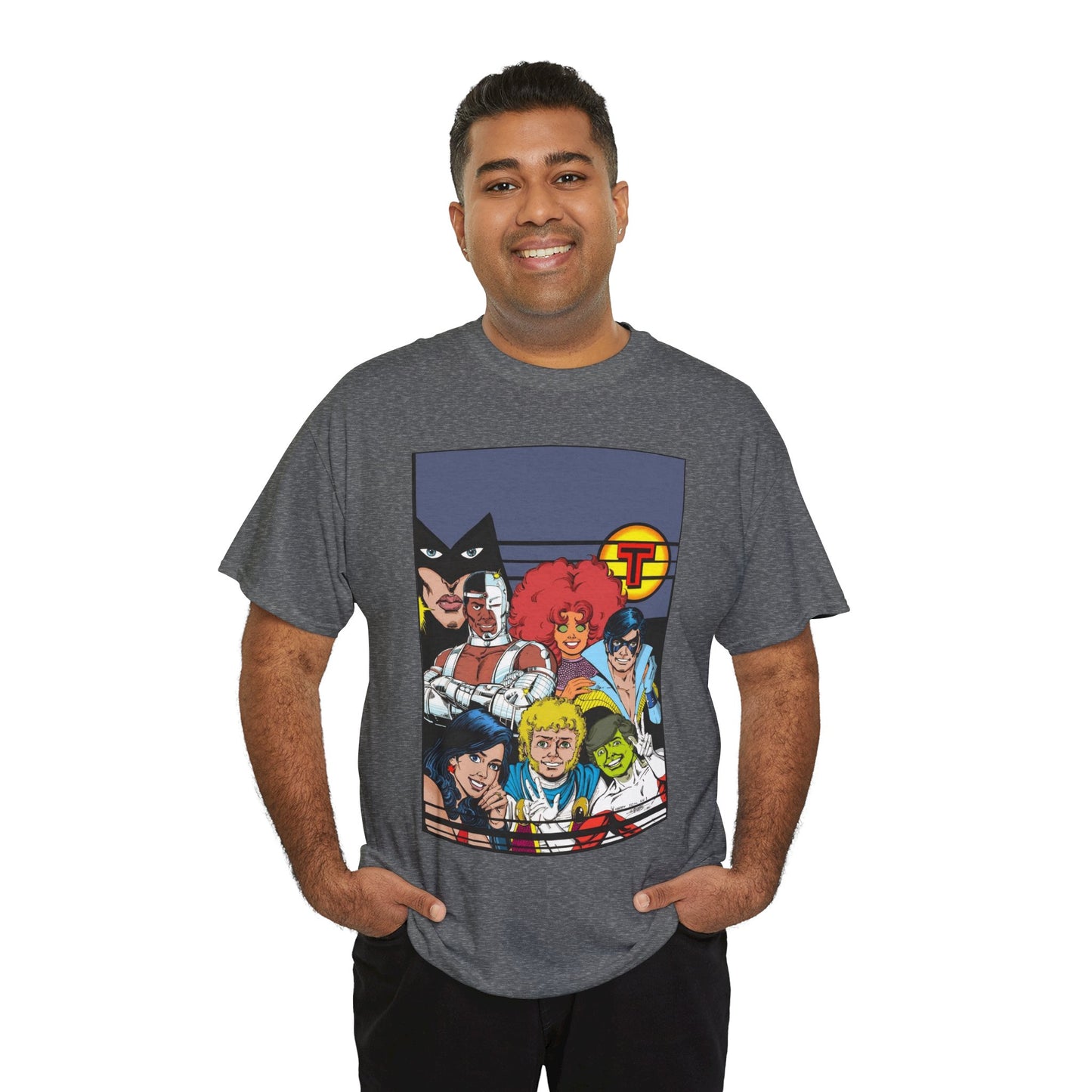 New Teen Titans T-Shirt - George Perez Painted Art - Nightwing, Wonder Girl, Raven, Jericho, Cyborg, Starfire, Changeling - DC Comics