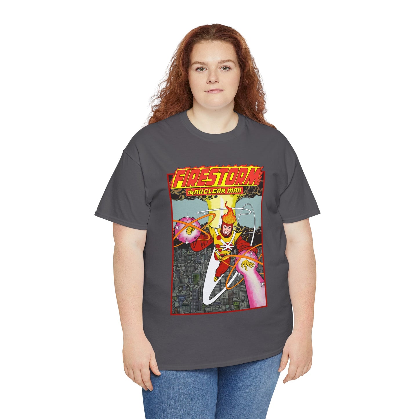 Firestorm the Nuclear Man T-Shirt - George Perez JLA Postcard Art 1980s - DC Comics - Justice League of America Member
