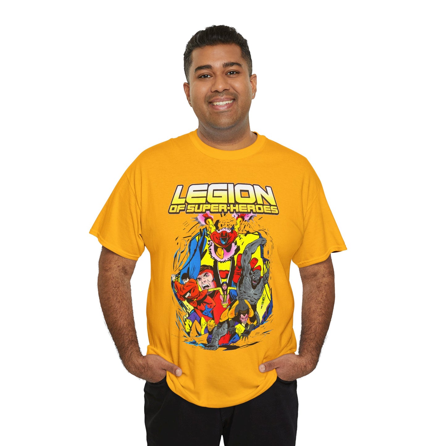 Legion of Super-Heroes T-Shirt - Mon-El, Colossal Kid, Wildfire, Dawnstar, Blok, Timber Wolf - LOSH - DC Comics