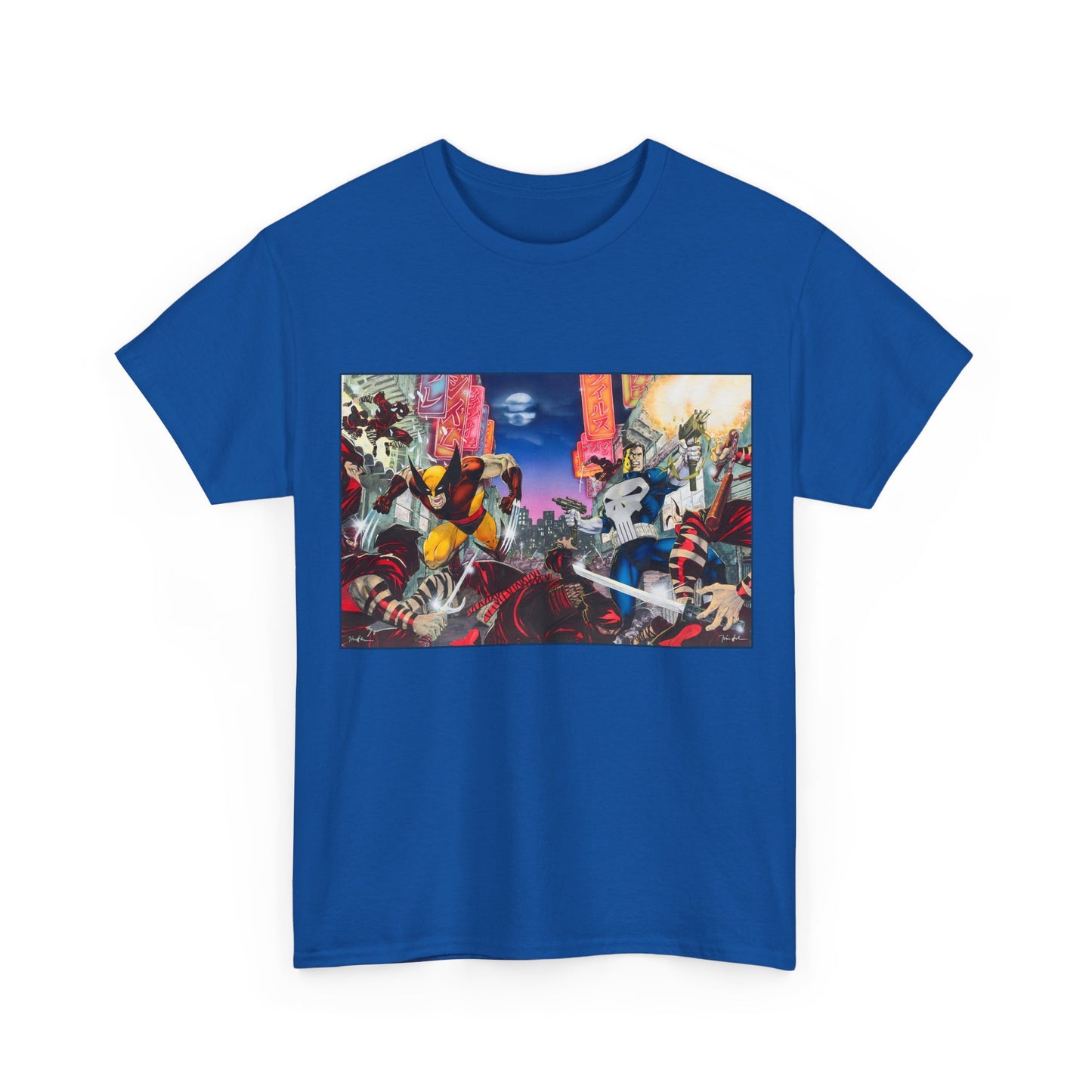 Wolverine & Punisher T-Shirt - Jim Lee Art - Vs The Hand - Marvel Comics