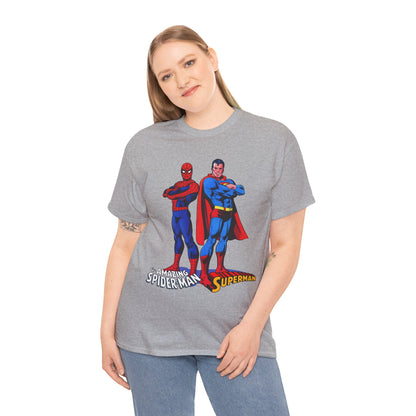 Amazing Spider-Man & Superman T-Shirt - Classic 1970s Marvel/DC Comics Crossover - Peter Parker & Clark Kent