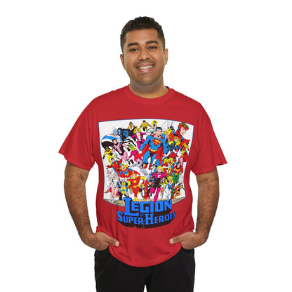 Legion of Super-Heroes T-Shirt - Greg Laroque Art - Who's Who in DC Comics - Superboy, Cosmic Boy, Dream Girl, Dawnstar, Supergirl, Sun Boy, Wildfire, Element Lad, Invisible Kid, Saturn Girl, Lightning Lad - DC Comics