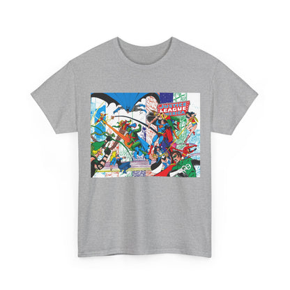 Justice League of America #200 T-Shirt - George Perez Art - Superman, Batman, Zatanna, Wonder Woman, Elongated Man, Martian Manhunter, Black Canary, Atom, Firestorm - DC Comics