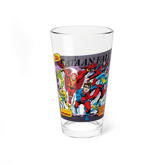 Liberty Legion Pint Glass, 16oz - Marvel Premiere #29 - Bucky, Miss America, Patriot, Red Raven, Whizzer - Marvel Comics