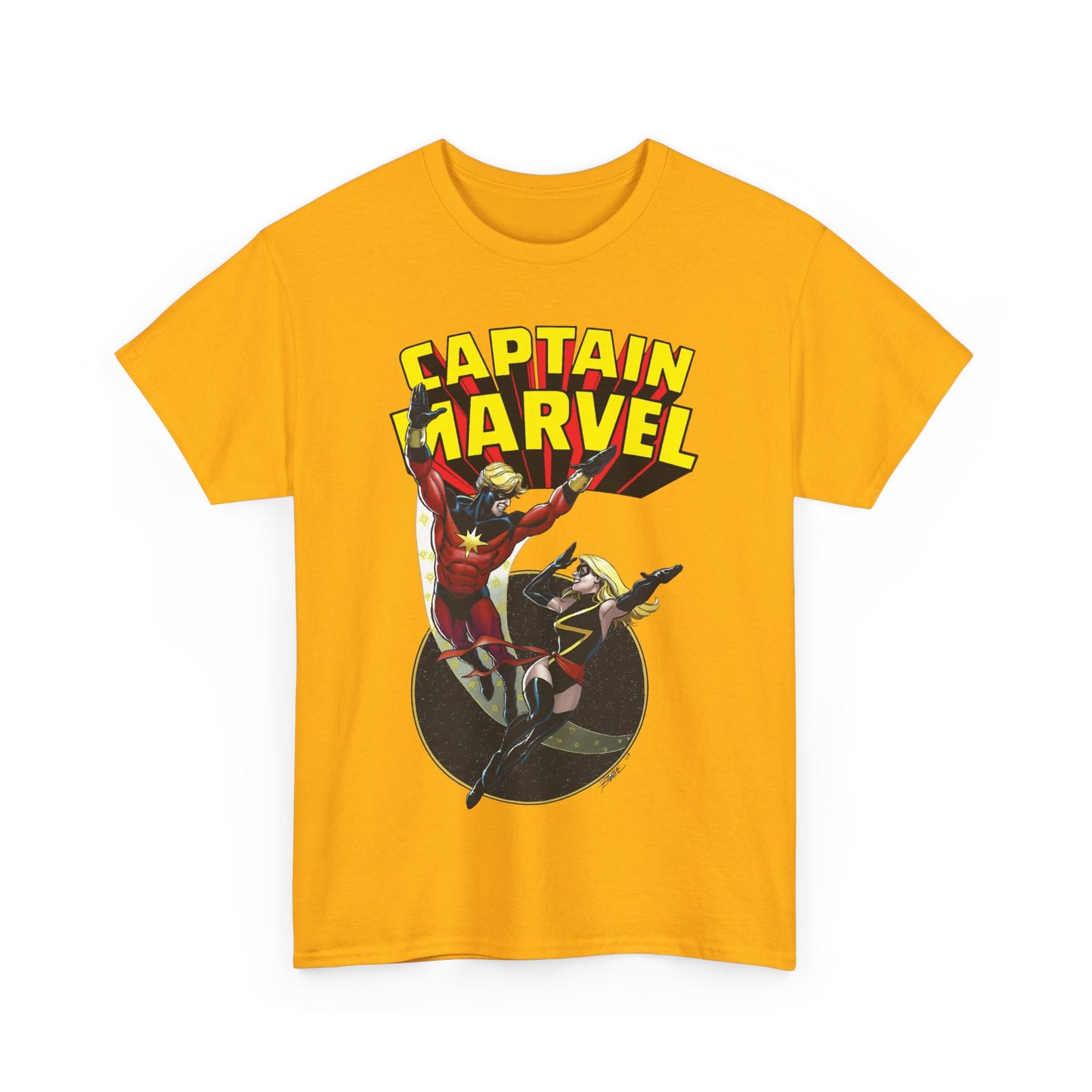 Captain Marvel T-Shirt - George Perez Art - Mar-Vell & Carol Danvers - Kree Empire - Marvel Comics