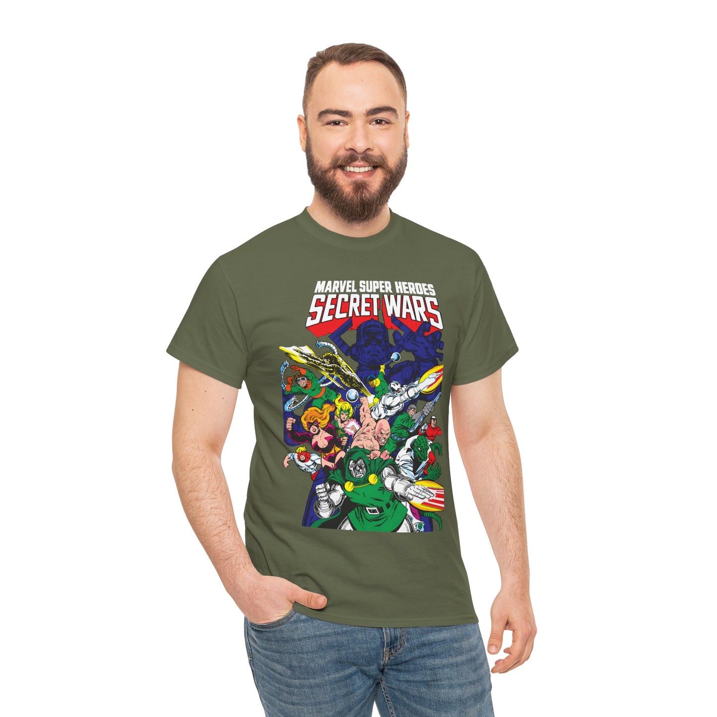 Marvel Super-Heroes Secret Wars T-Shirt - The Bad Guys - Dr Doom, Galactus, Doctor Octopus, Titania, Absorbing Man, Enchantress - Marvel Comics Series