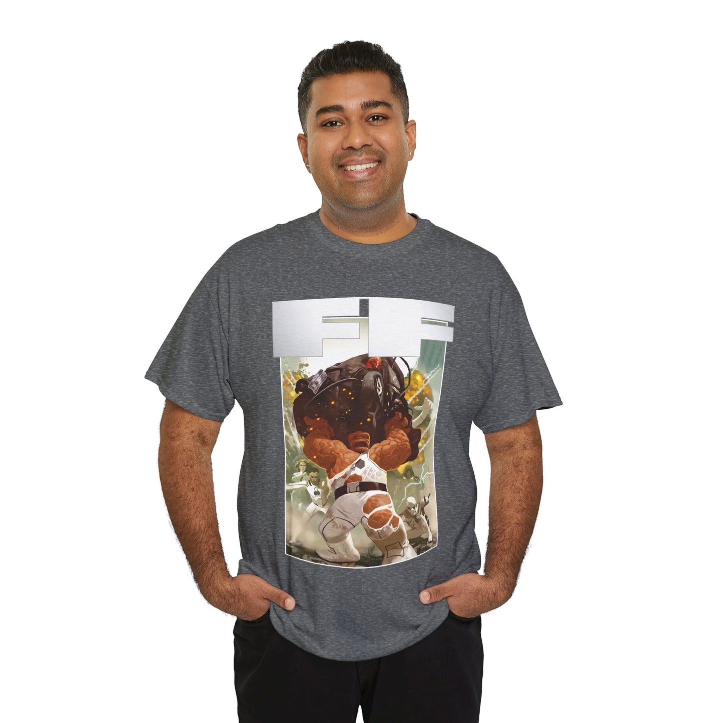 FF T-Shirt - Daniel Acuna Art - Fantastic Four - Mr. Fantastic, Invisible Woman, Thing, Spider-Man - Marvel Comics