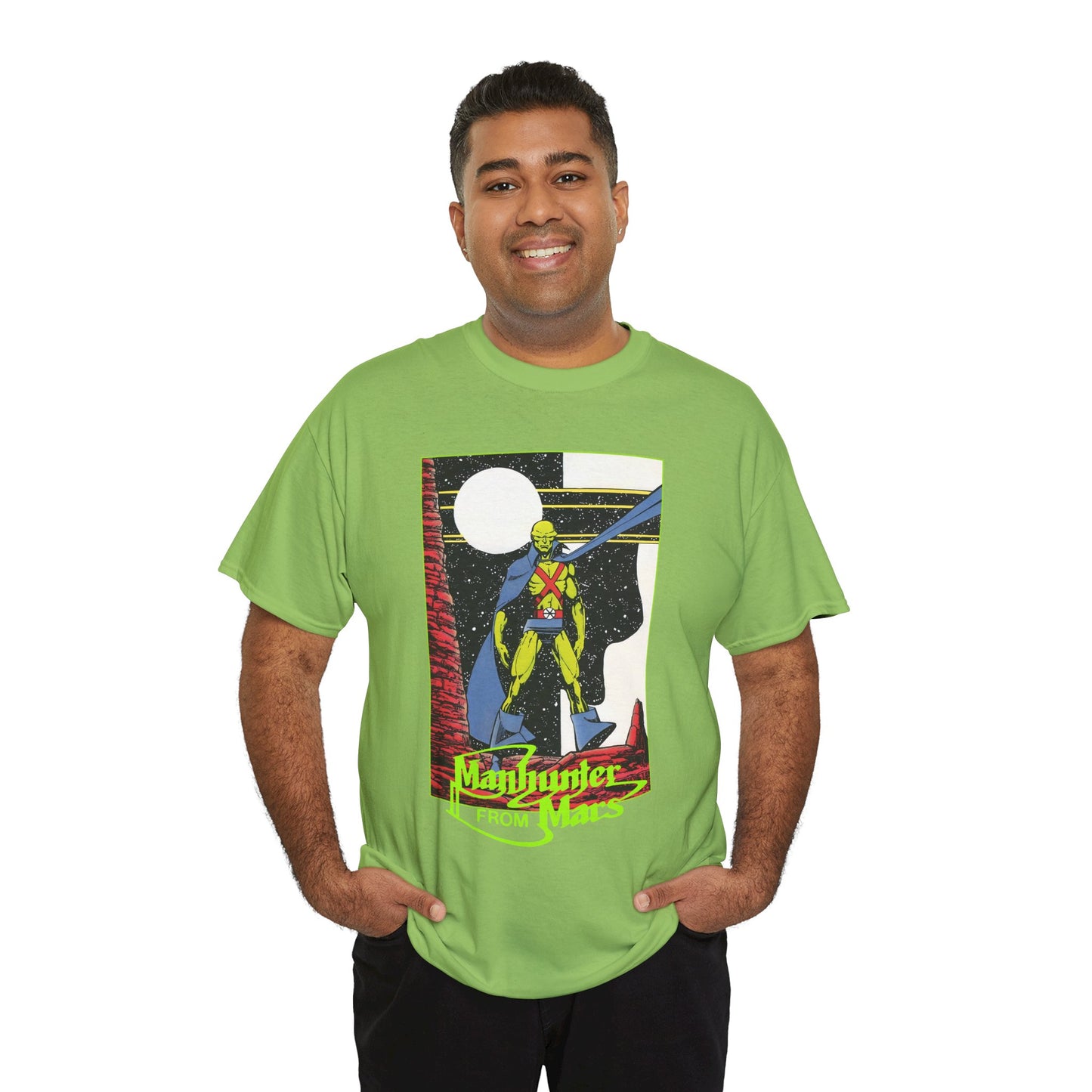 Martian Manhunter T-Shirt - George Perez Art - 1980s Justice League of America (JLA) Postcard Art - DC Comics