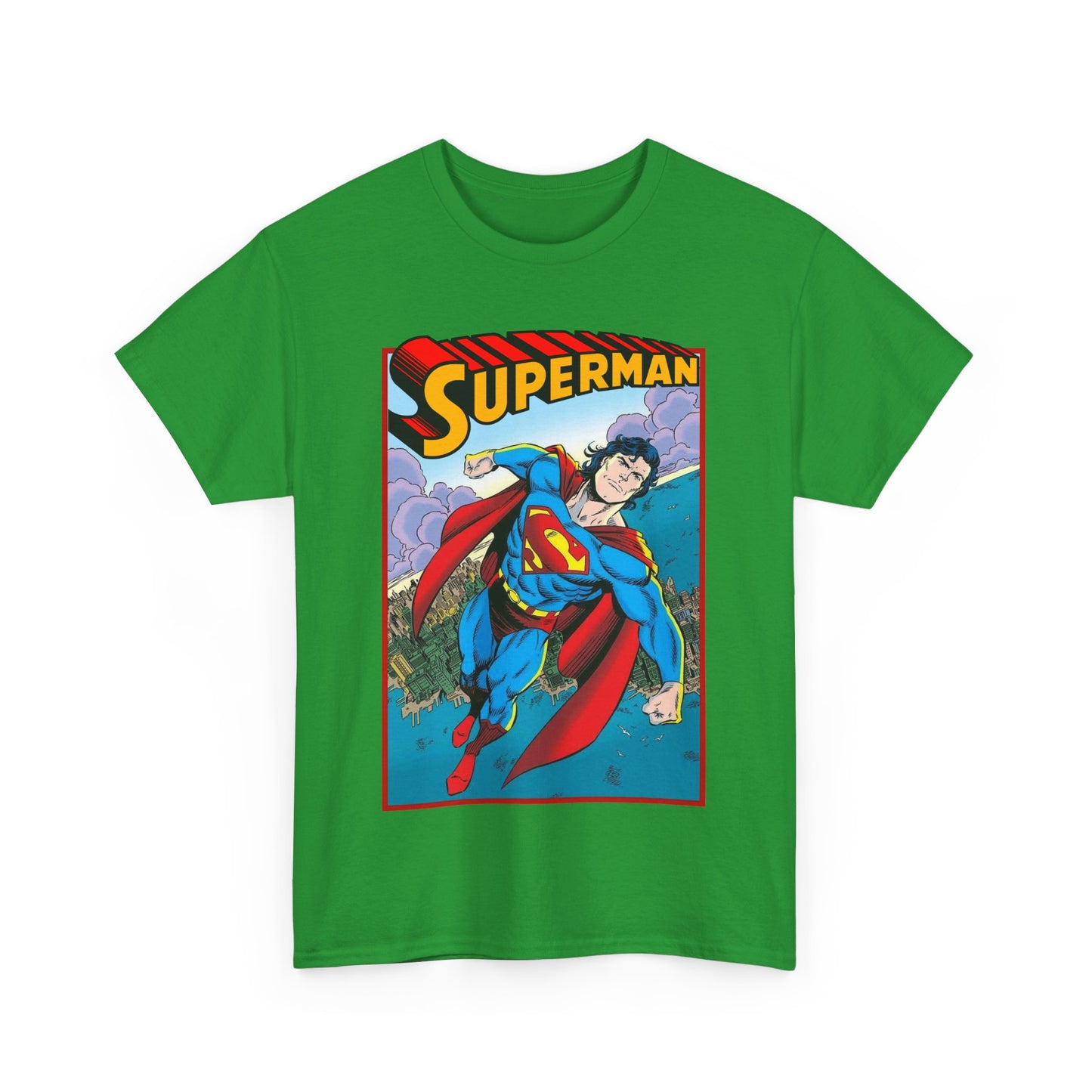 Superman T-Shirt - Tom Grummett Art - DC Comics - Metropolis, Man of Steel Flying Through the Sky - Post-Reign of the Supermen Storyline Artwork