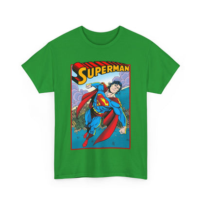 Superman T-Shirt - Tom Grummett Art - DC Comics - Metropolis, Man of Steel Flying Through the Sky - Post-Reign of the Supermen Storyline Artwork