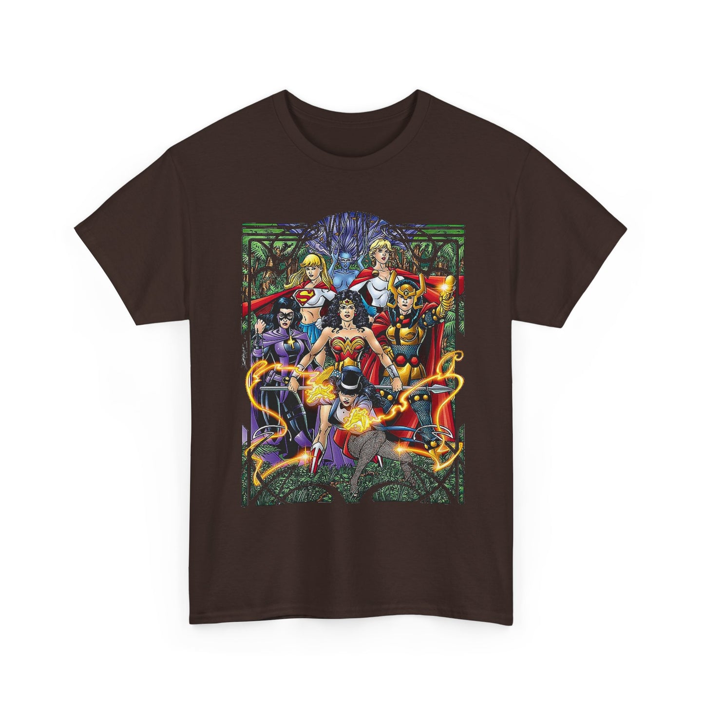 Justice League of Amazons T-Shirt - George Perez Art - Wonder Woman, Zatanna, Supergirl, Power Girl, Huntress, Big Barda - JLA - DC Comics