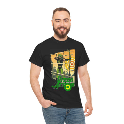 Green Arrow T-Shirt - George Perez Art - 1980s Justice League Postcard Art - JLA - DC Comics