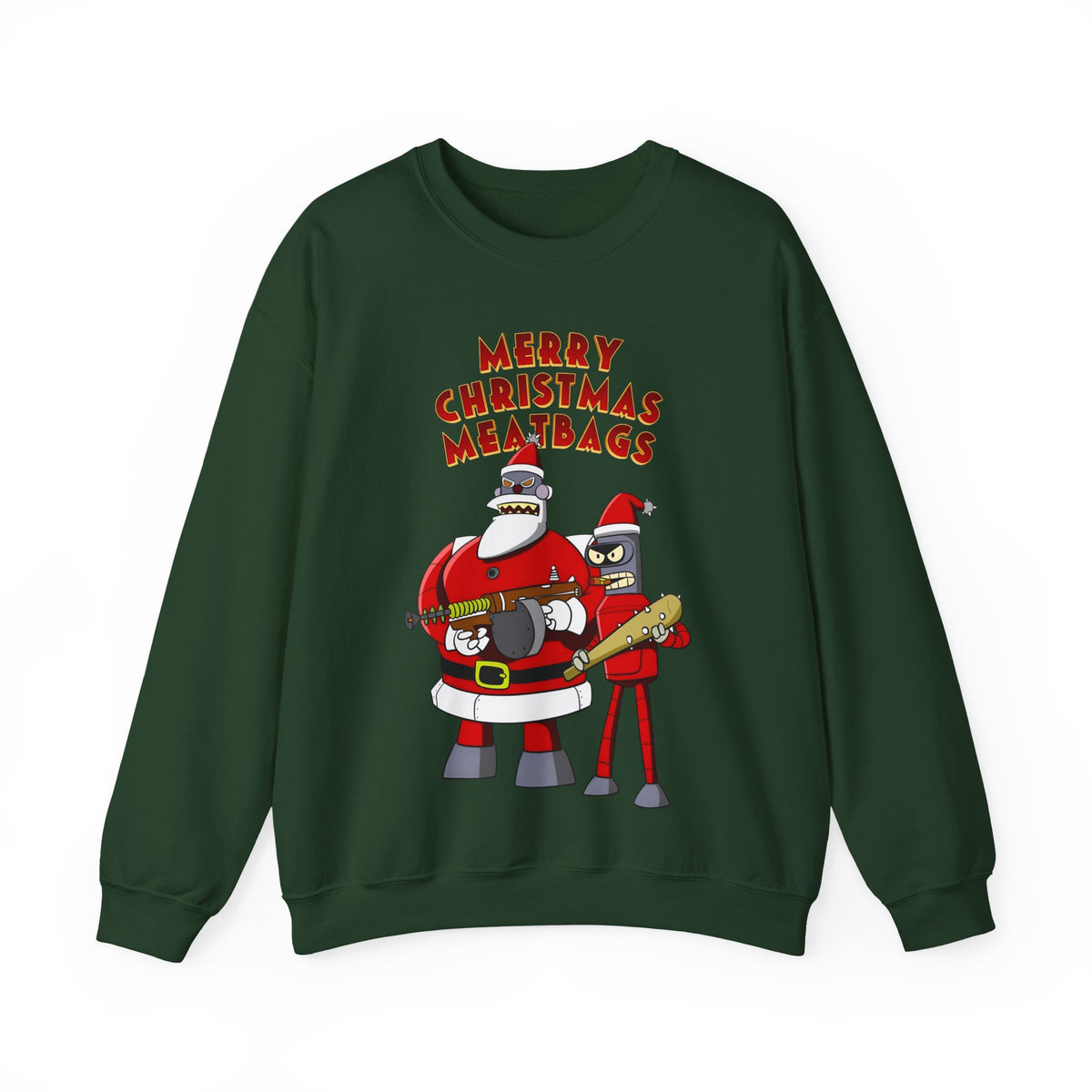 Robot Santa Claus & Bender Futurama Christmas Heavy Blend Crewneck Sweatshirt