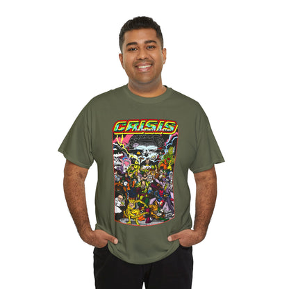 Crisis on Infinite Earths T-Shirt - DC Comics - George Perez Art - Joker, Lex Luthor, Cheetah, Solomon Grundy, Black Adam, Deathstroke, Validus - #9 Cover - DC Comics