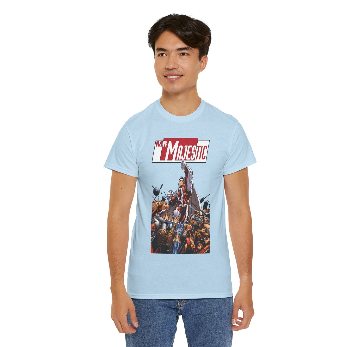 Mr. Majestic T-Shirt - Ed McGuiness Art - Flying Above His Attackers - DC/Wildstorm Comics