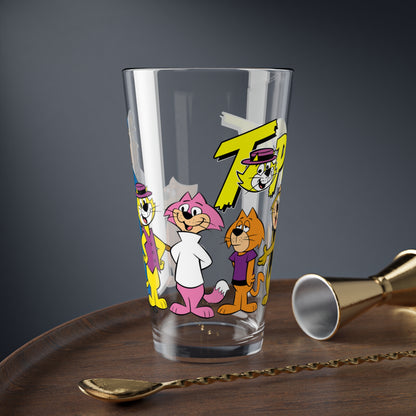 Top Cat Pint Glass, 16oz - Popular Hanna-Barbera Saturday Morning Cartoon - 1960s - Hoagy's Alley- Benny the Ball, Brain, Choo-Choo, Fancy-Fancy, Spook