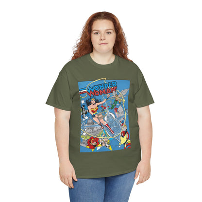 Wonder Woman T-Shirt - Ed Hannigan Art - #300 Cover Art - Hawkman, Green Lantern, Elongated Man, Sandman - DC Comics