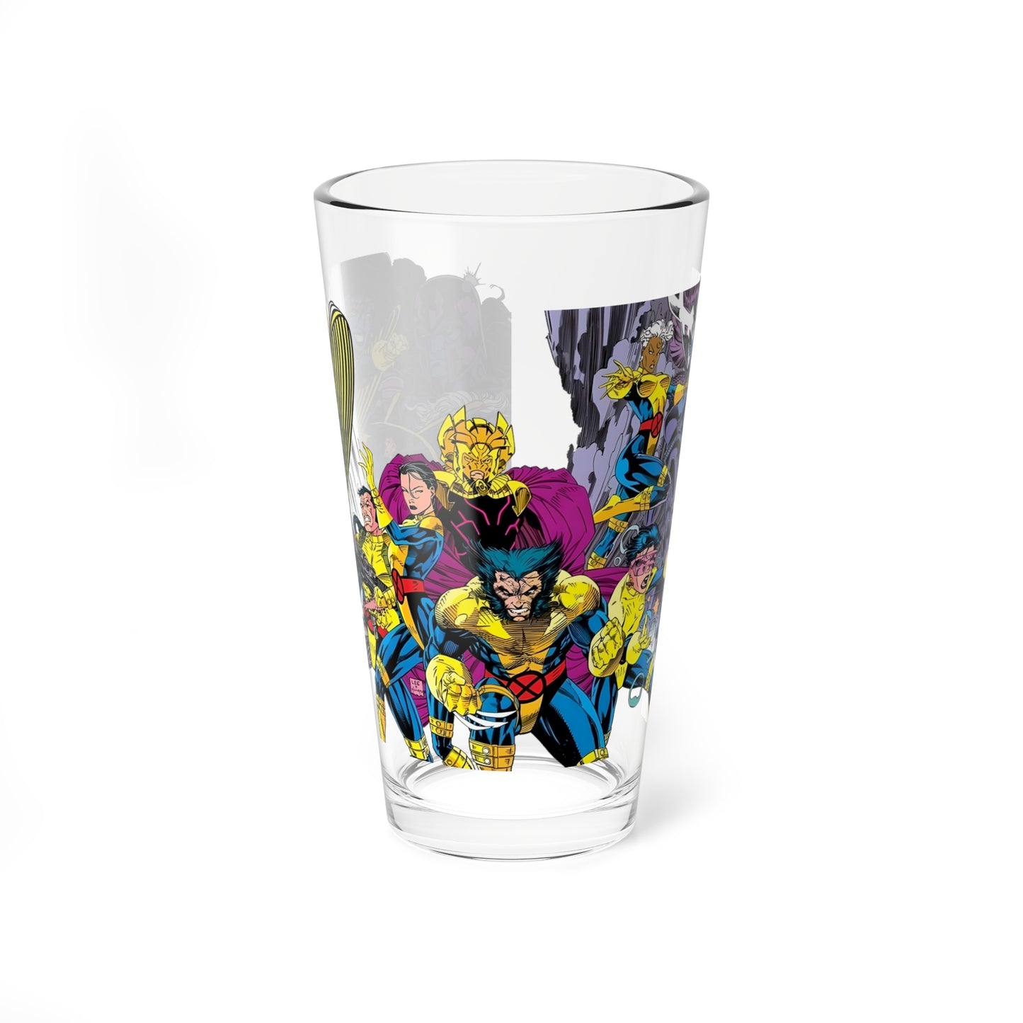 Uncanny X-Men Pint Glass, 16oz - Jim Lee Art - Wolverine, Psylocke, Storm, Forge, Gambit, Jubilee - Marvel Comics