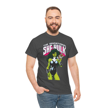 Sensational She-Hulk T-Shirt - Classic John Byrne Art - Jennifer Walters, Hulk's Cousin - Marvel Comics - Popular 1980s Series - "Rip Up Your X-Men!"