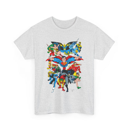 DC Legends T-Shirt - Linda Medley, Arthur Adams Art - Superman, Wonder Woman, Batman, Creeper, Black Canary, Guy Gardner, Blue Beetle, Booster Gold, Dr. Fate, Flash - DC Comics