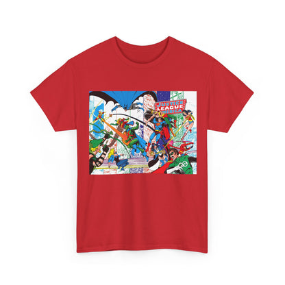Justice League of America #200 T-Shirt - George Perez Art - Superman, Batman, Zatanna, Wonder Woman, Elongated Man, Martian Manhunter, Black Canary, Atom, Firestorm - DC Comics