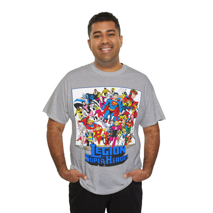 Legion of Super-Heroes T-Shirt - Greg Laroque Art - Who's Who in DC Comics - Superboy, Cosmic Boy, Dream Girl, Dawnstar, Supergirl, Sun Boy, Wildfire, Element Lad, Invisible Kid, Saturn Girl, Lightning Lad - DC Comics
