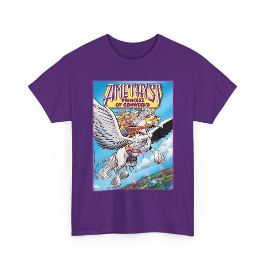 Amethyst Princess of Gemworld T-Shirt - George Perez Art - Riding Her Pegasus - DC Comics