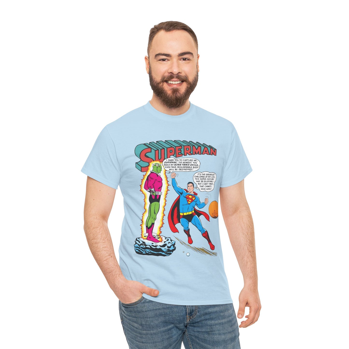 Superman T-Shirt - Curt Swan Art - Vs Brainiac- Silver Age 1st Appearance - DC Comics