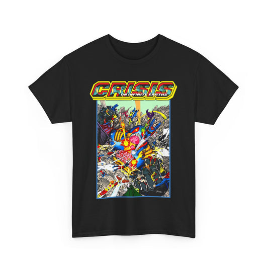 Crisis on Infinite Earths T-Shirt - George Perez Art - Superman, Firestorm, Captain Atom, Wonder Woman, Martian Manhunter Vs The Anti-Monitor - #12 Cover - DC Comics