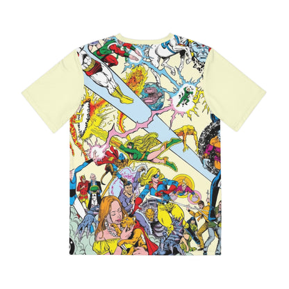Who's Who in the DC Universe All Over Print Tee (Polyester) - George Perez Art - Lightning Lad, Looker (IMPROVED PLACEMENT AND PRINTING TECHNIQUES)