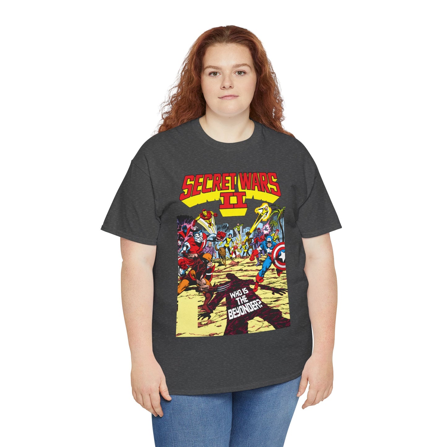 Secret Wars II T-Shirt - John Byrne Art - X-Men, New Mutants, Captain America - The Beyonder - Marvel Comics Series, 1980s