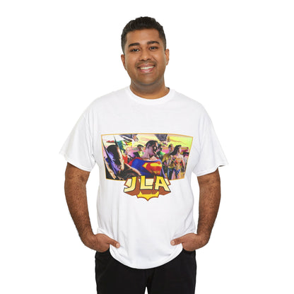 JLA T-Shirt - Alex Ross Art - Superman, Batman, Wonder Woman, Hawkman, Green Lantern, Black Canary, Flash, Martian Manhunter, Green Arrow - Justice League - DC Comics