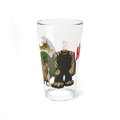Herculoids Pint Glass, 16oz - Zandor, Tara, Dorno, Gloop & Gleep - Hanna-Barbera Classic Cartoon