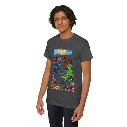 DC Comics Vs Marvel Comics T-Shirt - George Perez Art - Superman, Hulk, Batman, Spider-man, X-Men, New Teen Titans